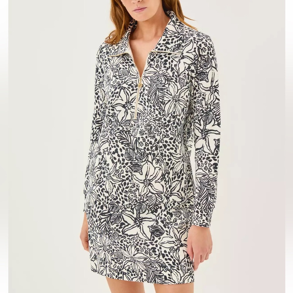 Lilly Pulitzer Eleni Black and White Floral UPF50+ Dress